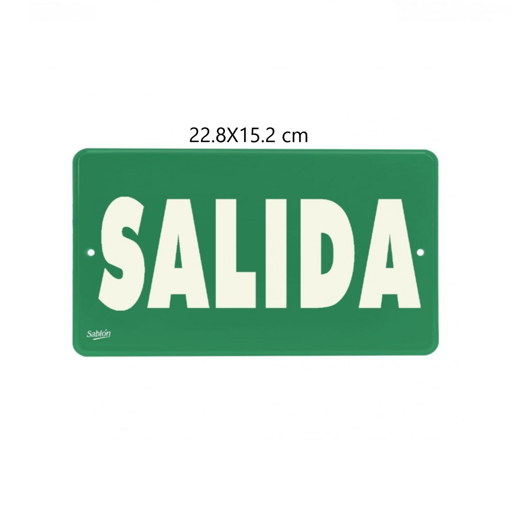 SEÑALAMIENTO "SALIDA" FOSFO 22.8X15.2 CM