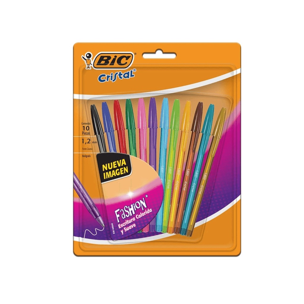 [BIC54593] BOLIGRAFO BIC 1,2 CRISTAL FASHION ASST C/10 PZA