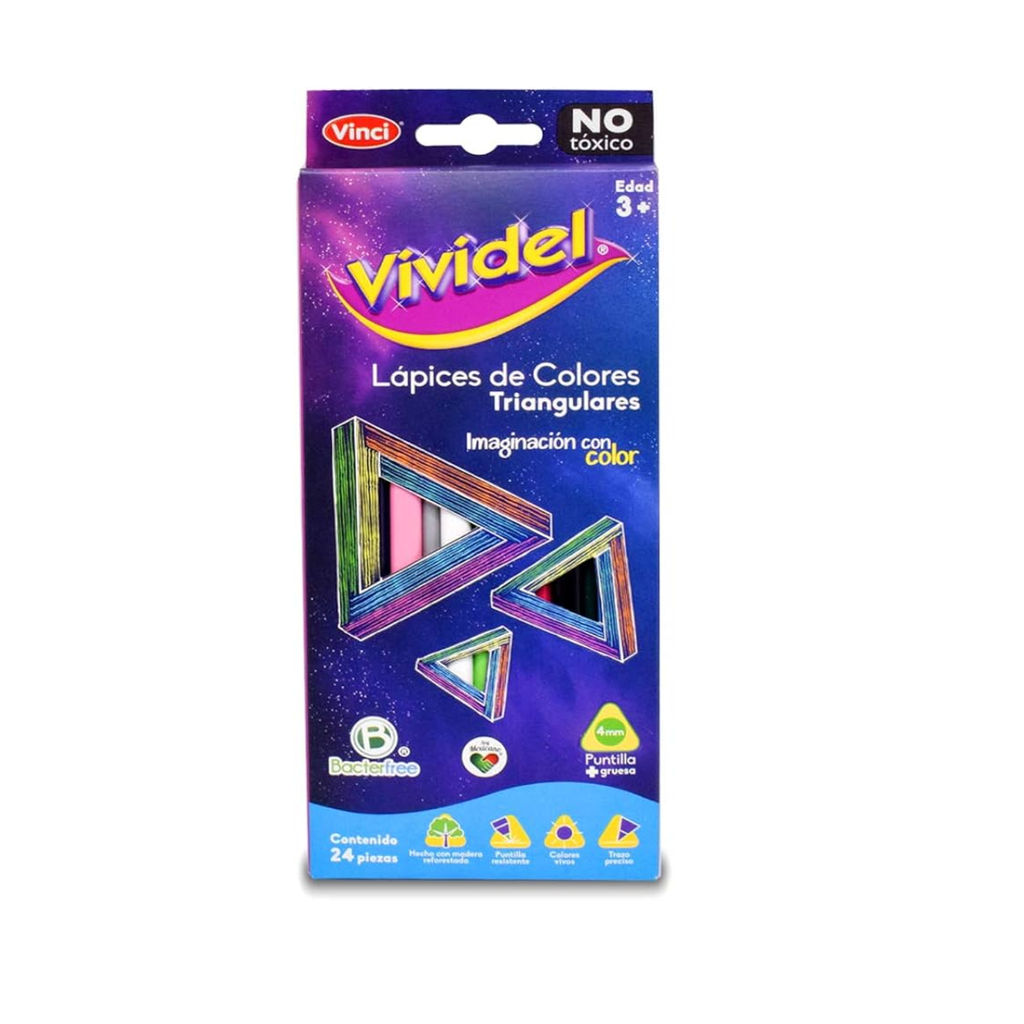 LAPICES DE COLORES VIVIDEL TRIANGULAR C/24 PZAS