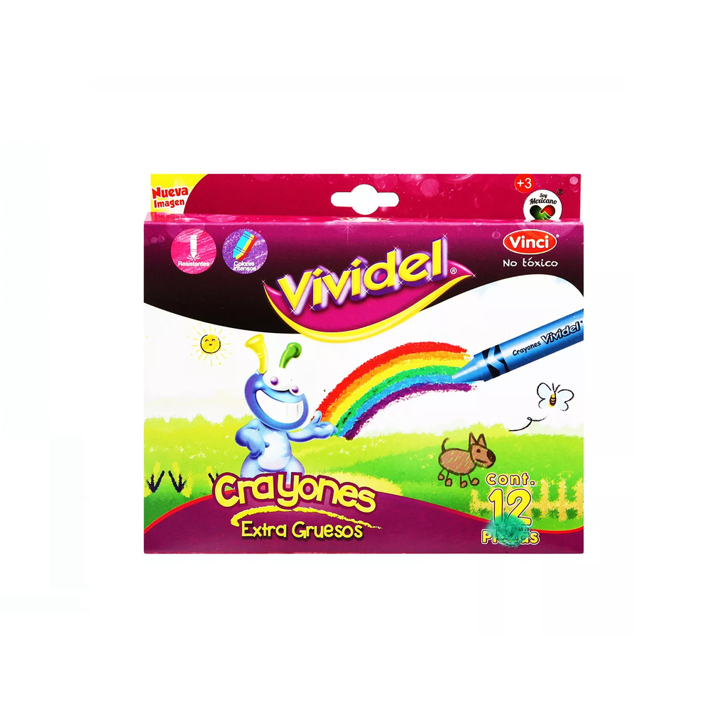 CRAYON TRIANGULAR EXTRA GRUESOS  VIVIDEL C/12 PZAS