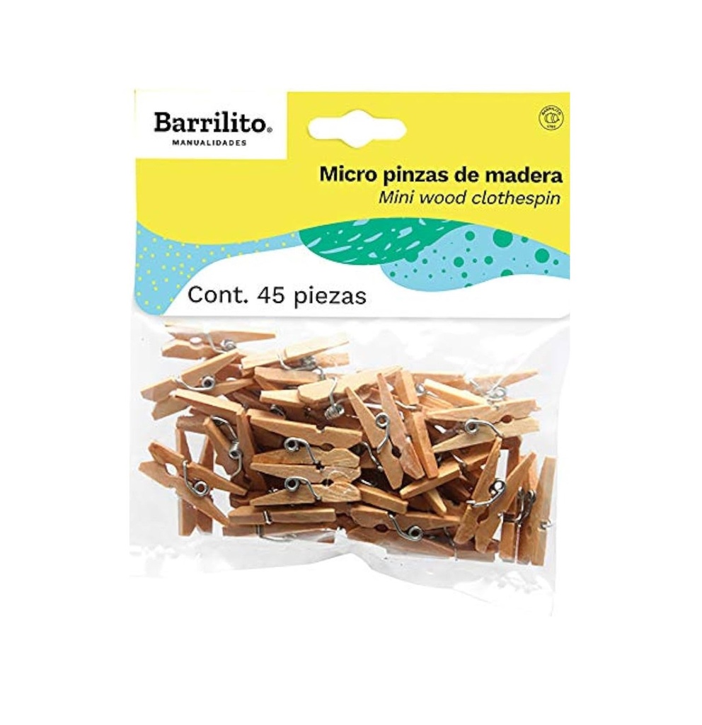 Micro pinzas ropa natural bol c/45