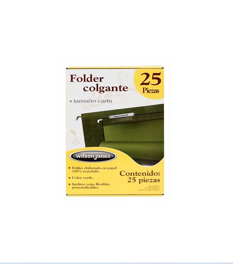 FOLDER COLGANTE VERDE T/OFICIO 25PZ