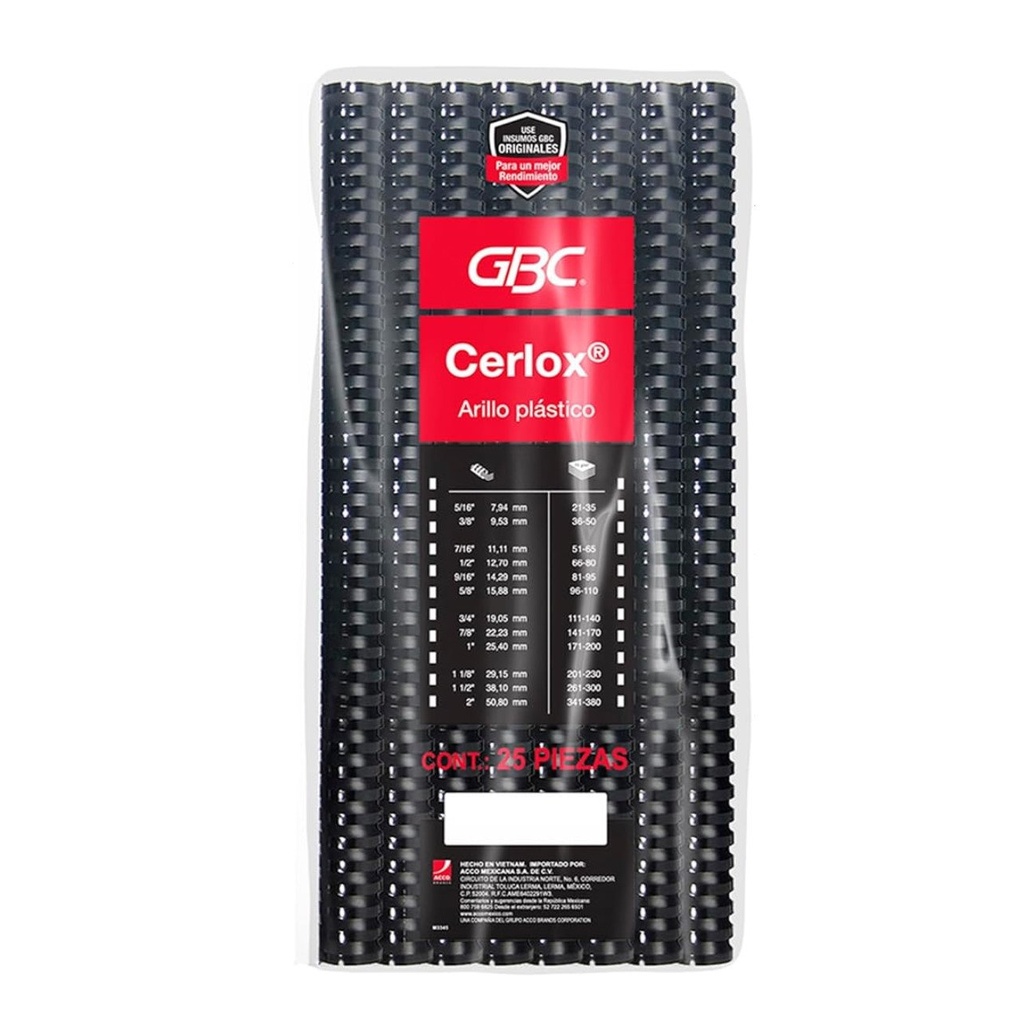 CERLOX 38A NEGRO C/25 5/16" BOLSA