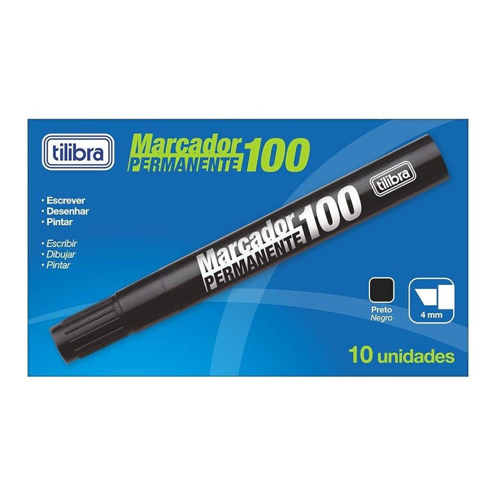 [ACC290564] MARCADOR PERMANENTE TILIBRA 100 NEGRO C/12PZAS