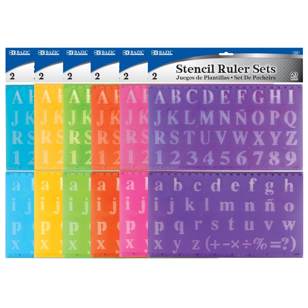 [BAZ305144] PLANTILLA BAZIC LETRAS Y NUM C/2PZS 20MM