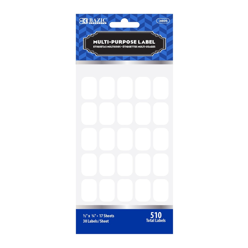 BAZIC 1/2 X 3/4 WHITE MULTIPURPOSE LABEL