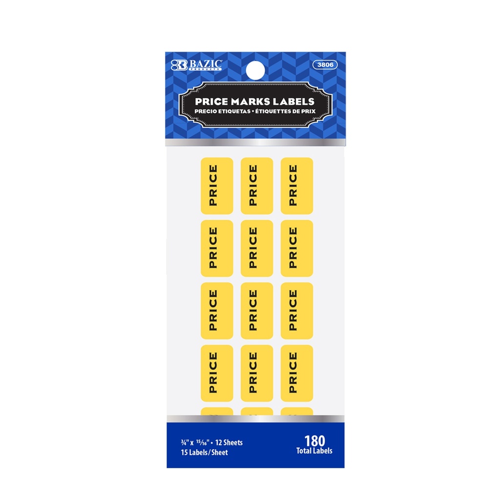 ETIQUETAS BAZIC DE PRECIO AMARILLA C/180