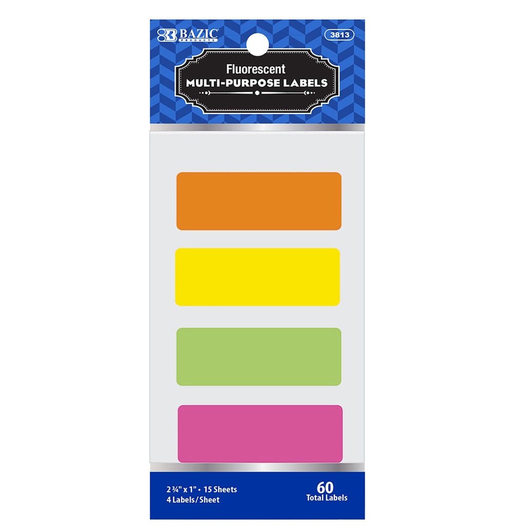 ETIQUETAS BAZIC 3/4'' MULTIUSOS FLOURESENTES C/60