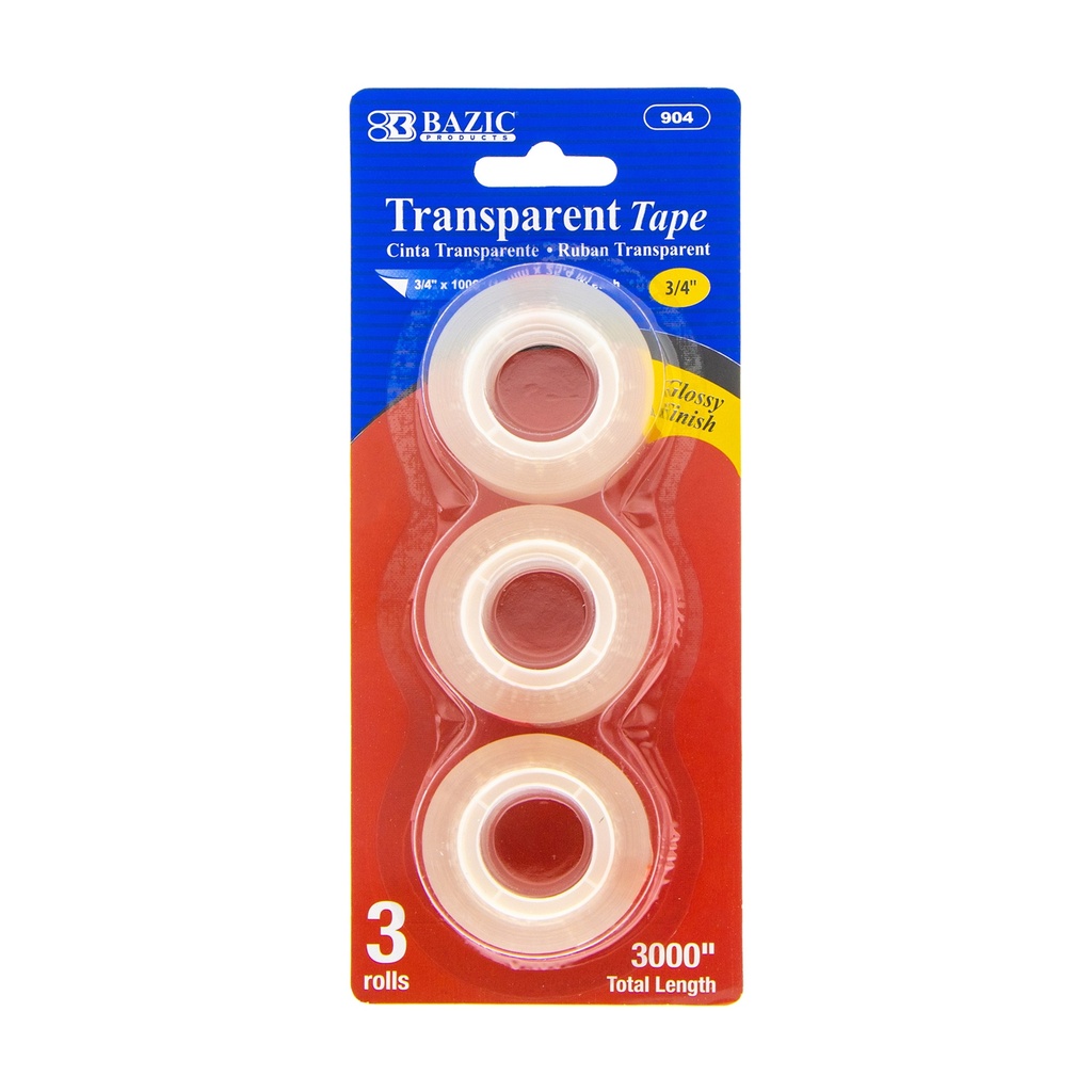 CINTA TRANSP BAZIC 3/4X1000''  (19MMX25.4M) C/3PZS