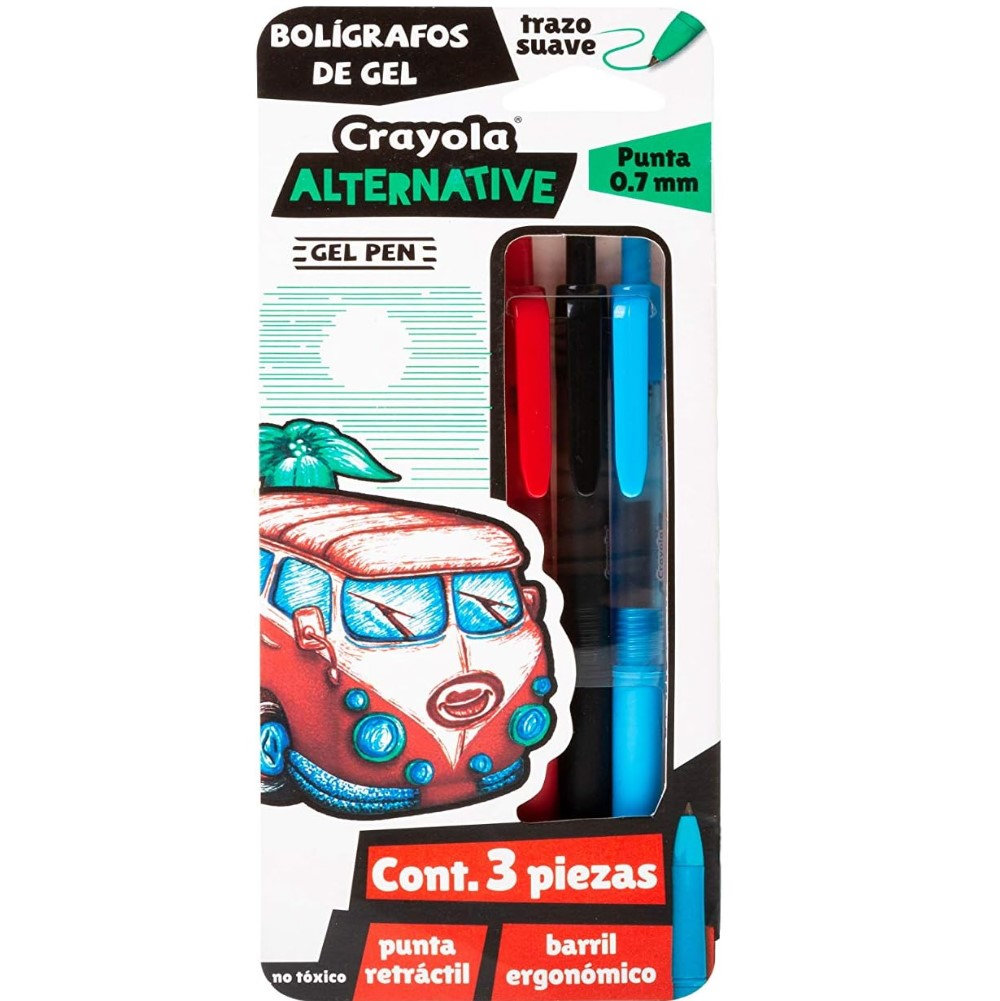 [CYO047713] BOLIGRAFOS CRAYOLA DE GEL MANUFACTUR C/3PZAS