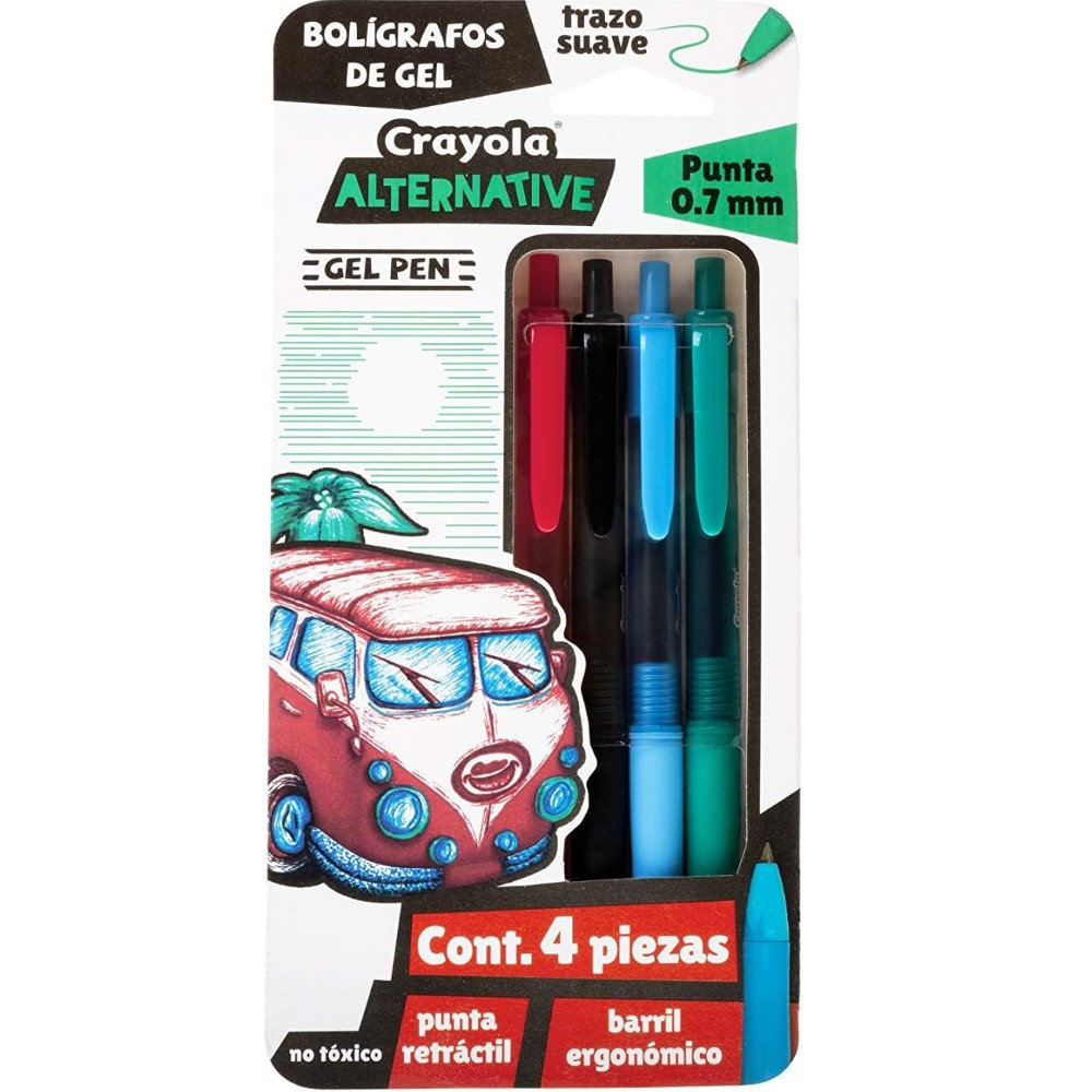 BOLIGRAFOS CRAYOLA DE GEL MANUFACTUR C/4PZAS