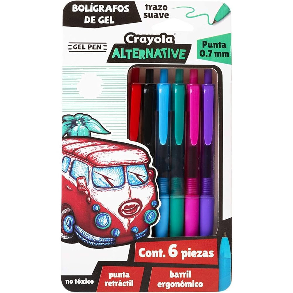 BOLIGRAFOS CRAYOLA DE GEL MANUFACTUR C/6PZAS