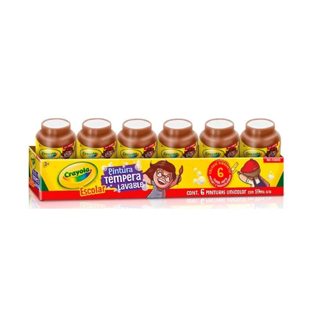 6 PINTURA TEMP CRAYOLA  59ML CAFE