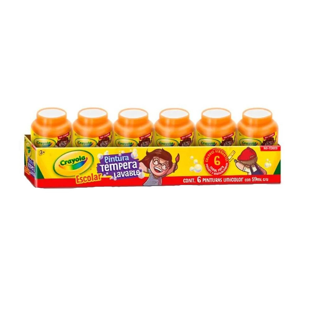 [CYO445936] 6 PINTURA TEMP CRAYOLA  59ML NARANJA