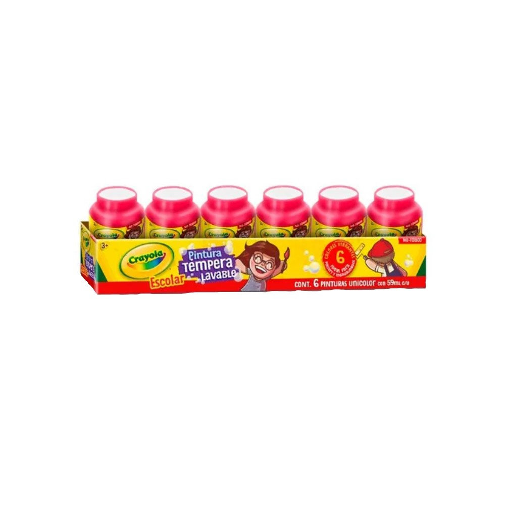[CYO445938] 6 PINTURA TEMP CRAYOLA  59ML ROJO
