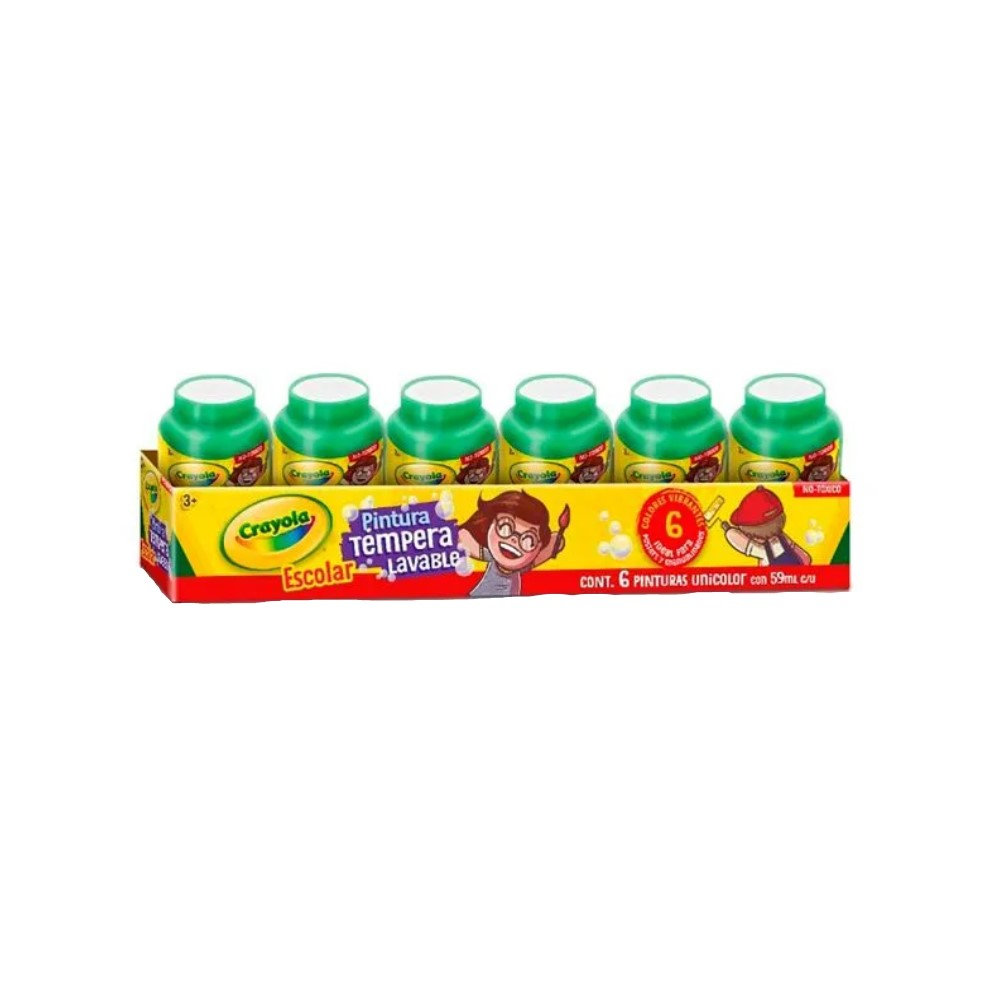 [CYO445944] 6 PINTURA TEMP CRAYOLA  59ML VERDE