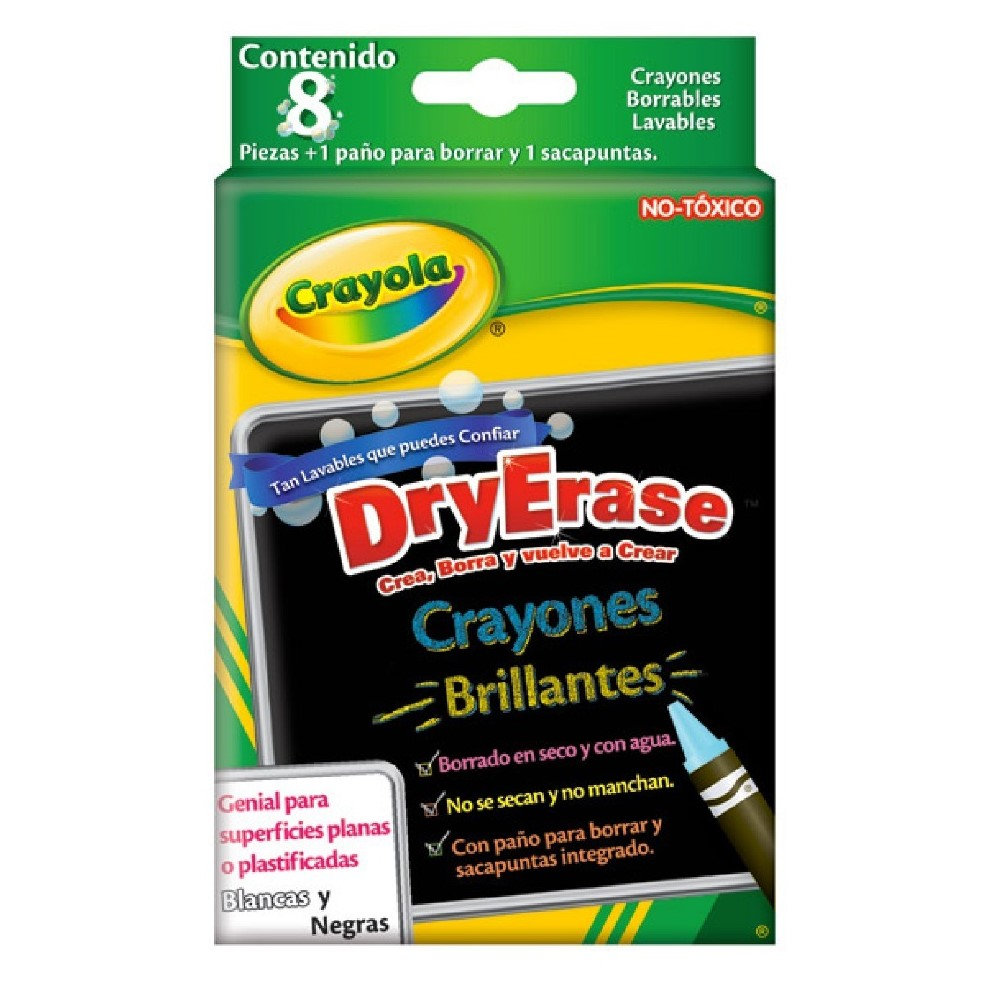 CRAYONES BORRABLES BRILLANTES C/8PZAS
