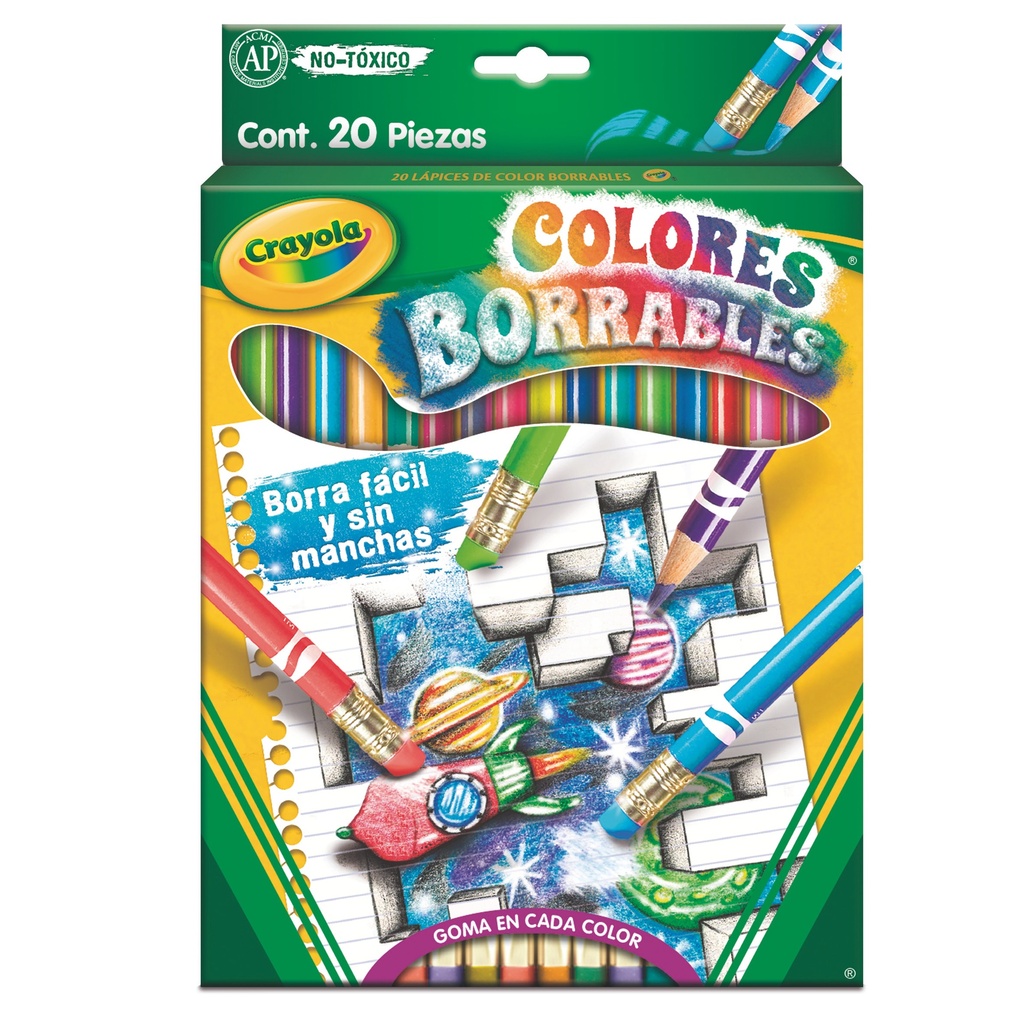 LAPICES CRAYOLA BORRARBLES C/SACAR C/20PZA