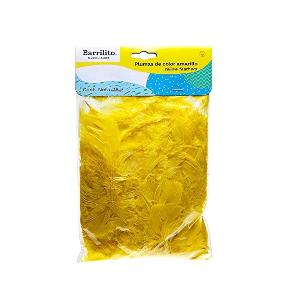[F142A] Plumas color amarillo bol c/18g