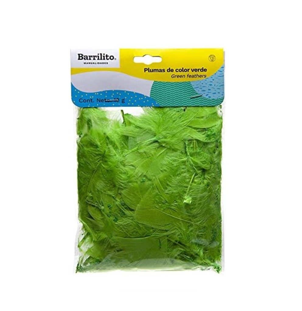 Plumas color verde bol c/18g