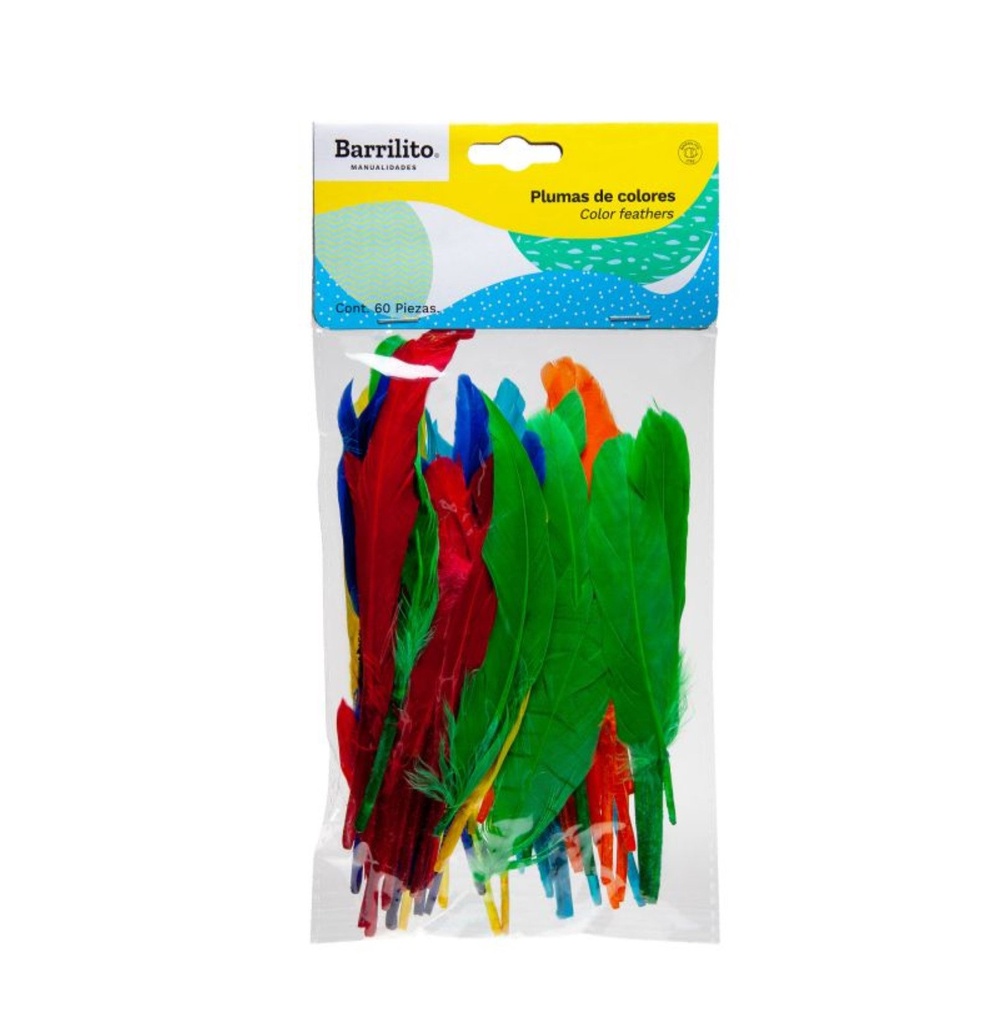 Plumas de colores bolsa c/60