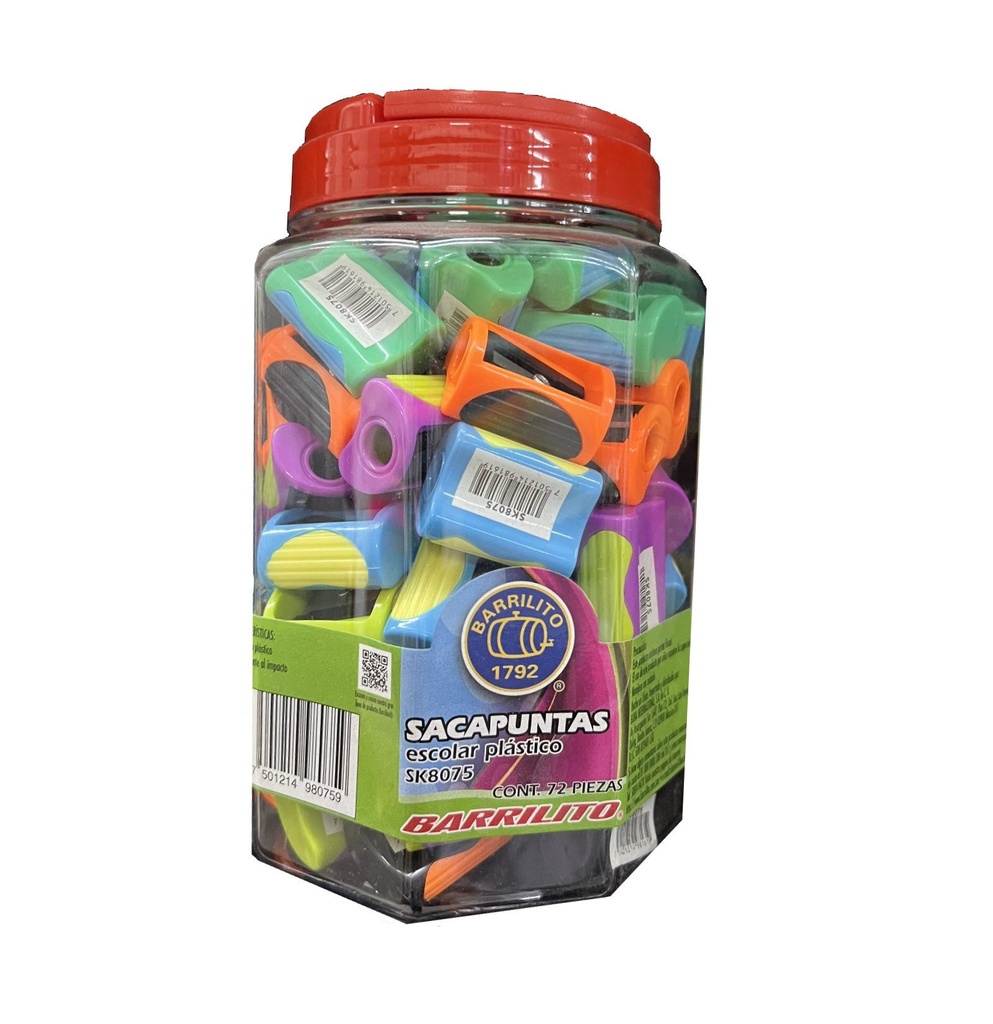 [GOBSK8075] Sacapuntas escolar bote c/72 pzas