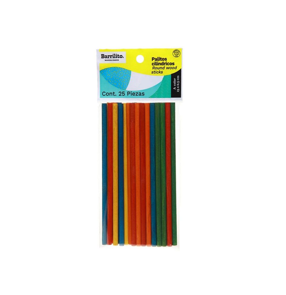 Palitos cilíndricos color bol c/25