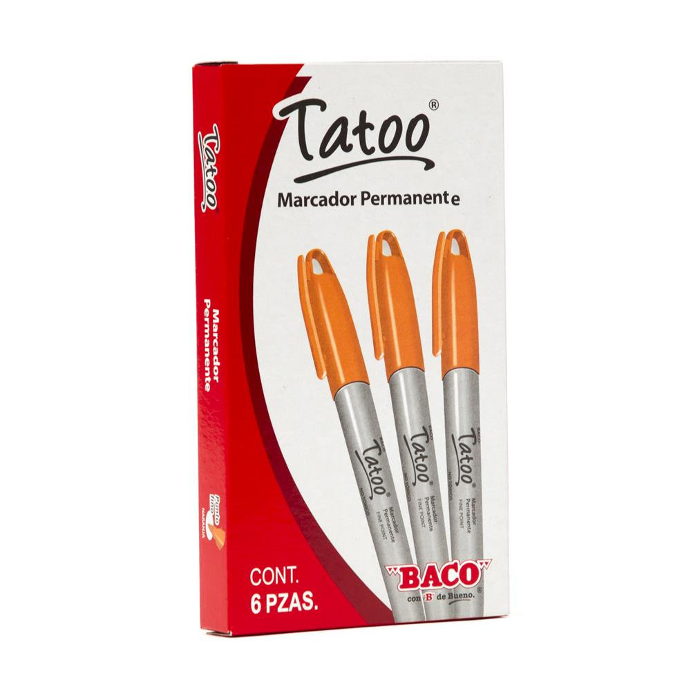 MARCADOR PERMANENTE BACO TATOO NARANJA pz