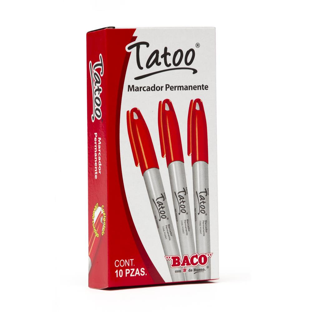[7501174961126] MARCADOR PERMANENTE BACO TATOO ROJO pz