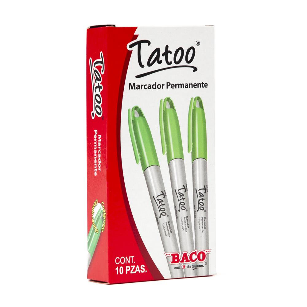 [7501174961196] MARCADOR PERMANENTE BACO TATOO VERDE CLARO pz