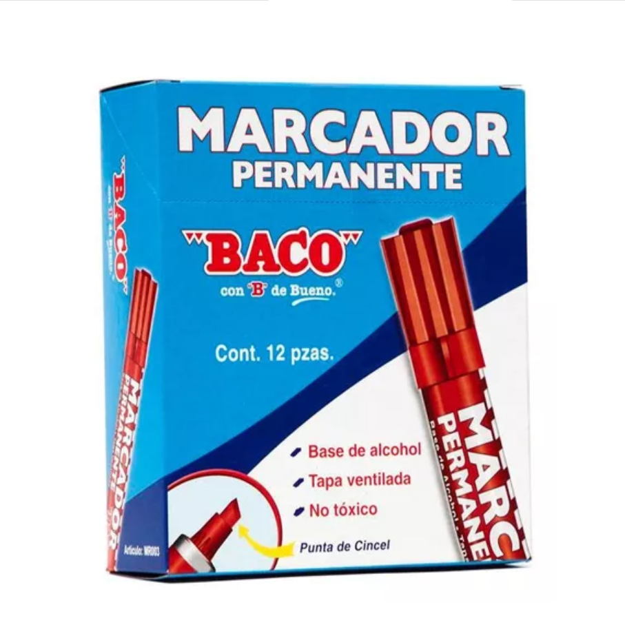 MARCADOR PERMANENTE BACO ROJO