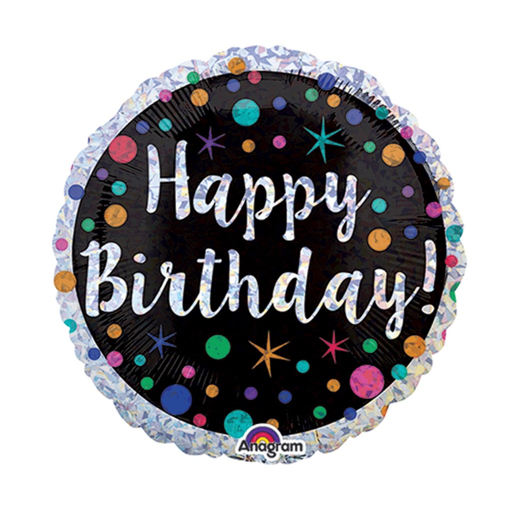 18C HOLO POLKA DOT BDAY STANDARD ANAGRAM
