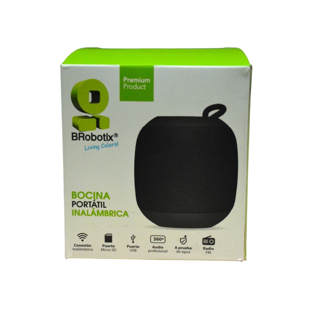 BOCINA BLUETOOTH FM/USB REDONDASPKR NEGRO BROBOTIX