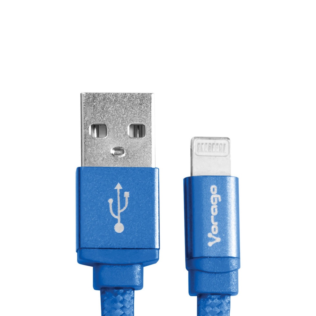 [VORCAB-119-BL] CABLE VORAGO CAB-119 AZUL USB-APPLE LIGHTNING 1 METRO