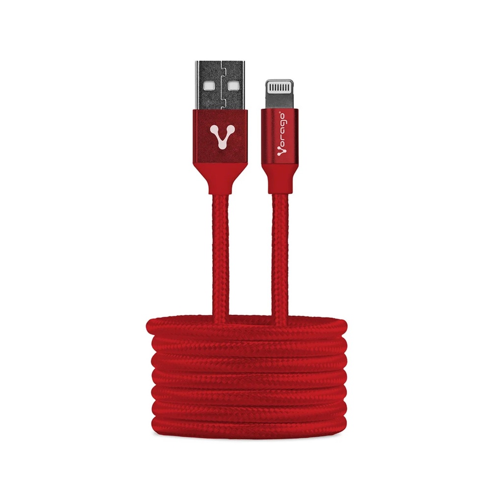 CABLE VORAGO CAB-119 ROJO USB CABL A PPLE LIGHTNING 1 METRO ROJO