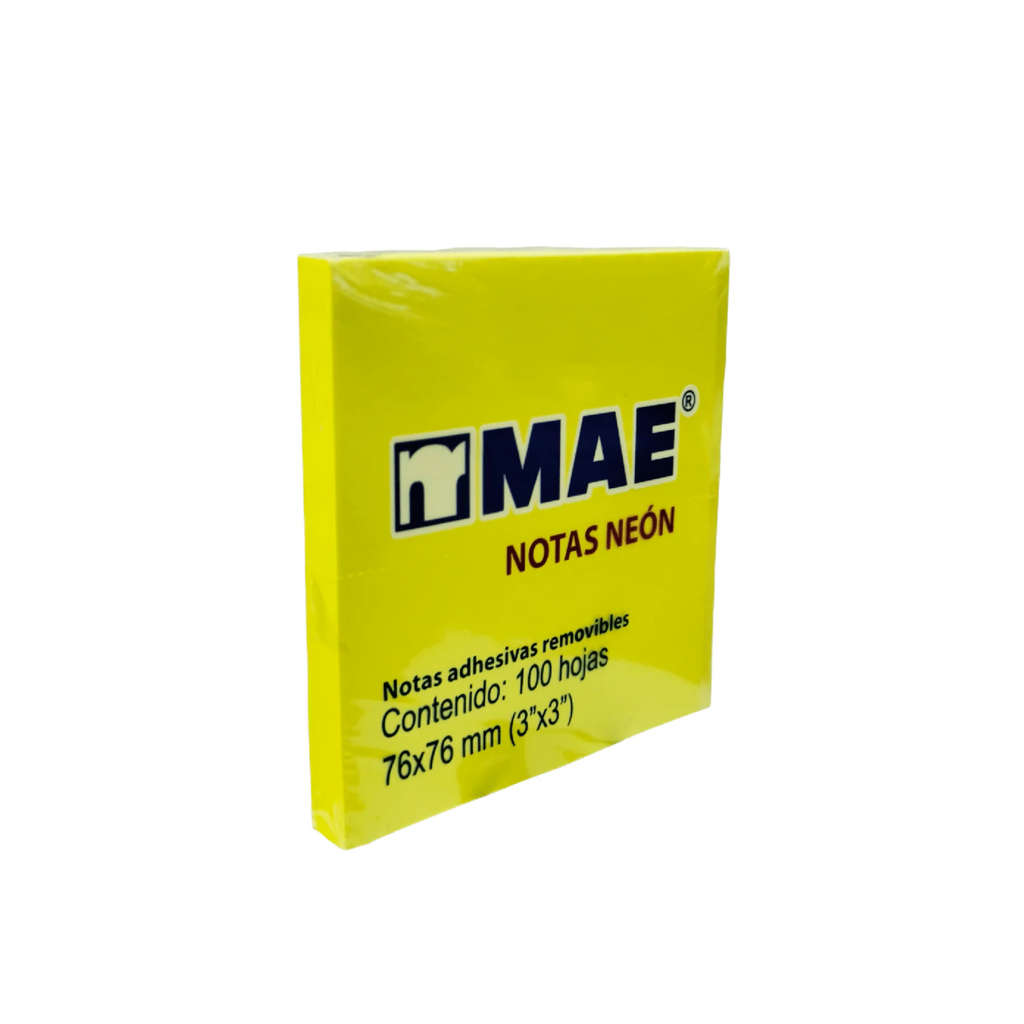 POST IT MAE NEON 3X3 SET 12PZS AMARILLO 100H