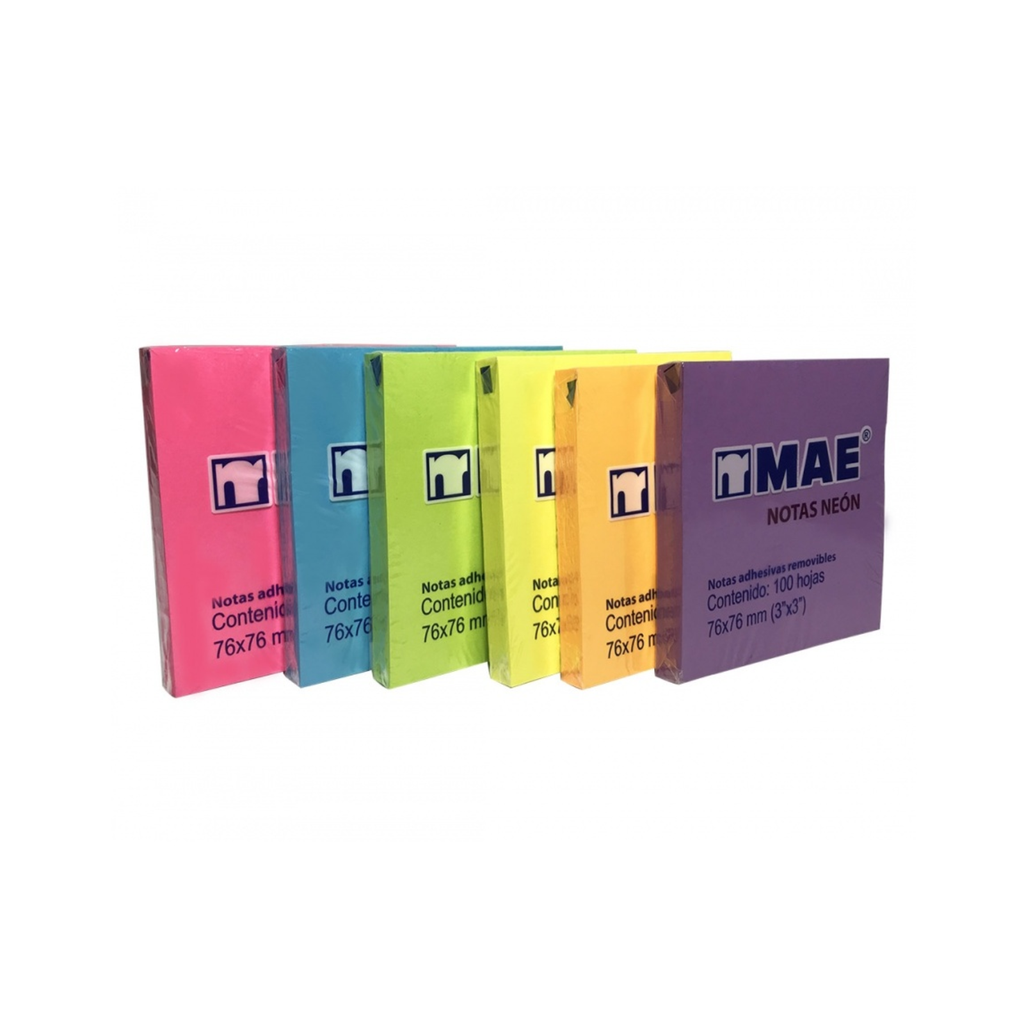 [21332] POST IT MAE NEON 3X3 SET 12PZAS SURTIDO 100H