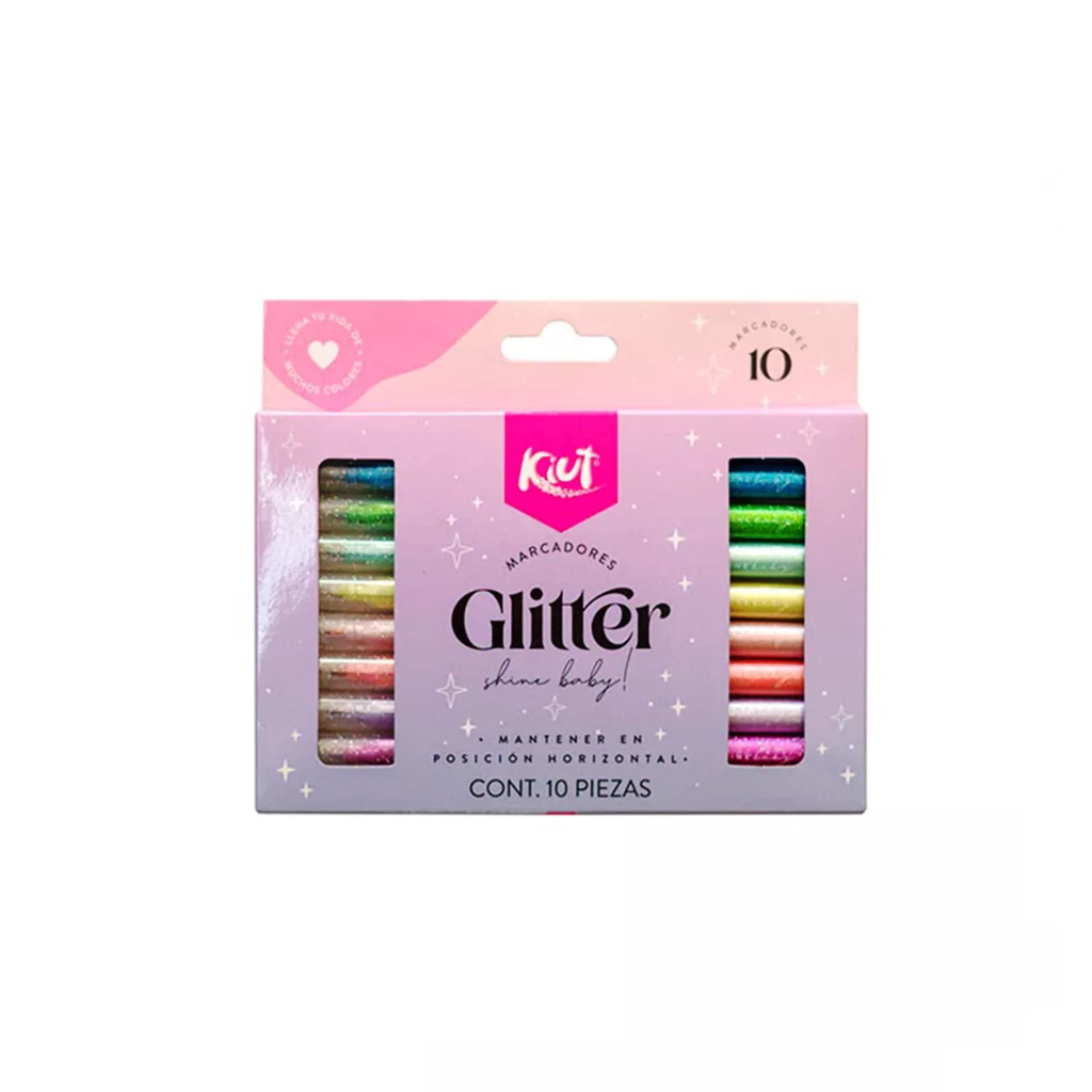 MARCADORES KIUT GLITTER C/10