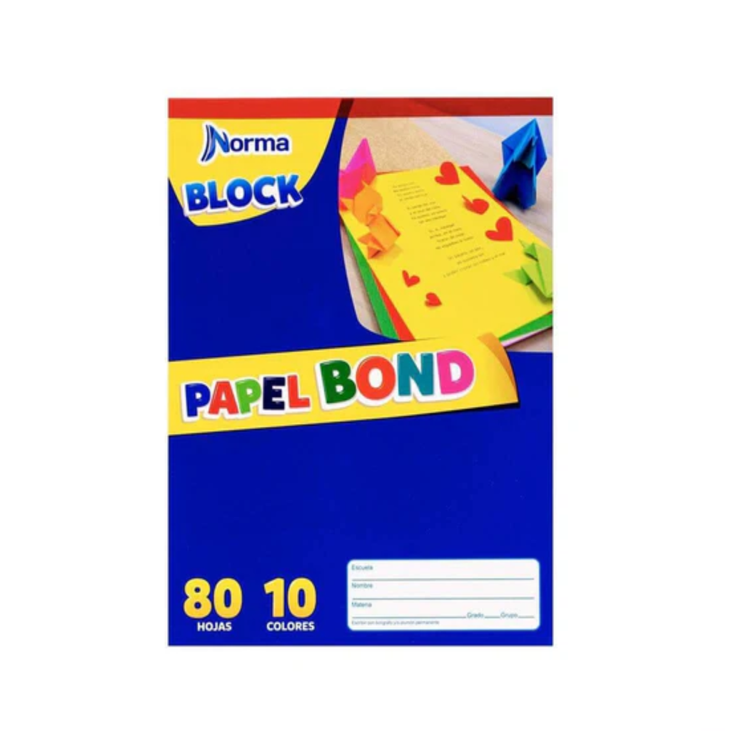 BLOCK NORMA 532984 PAPEL BOND VARIOS COLORES 80H