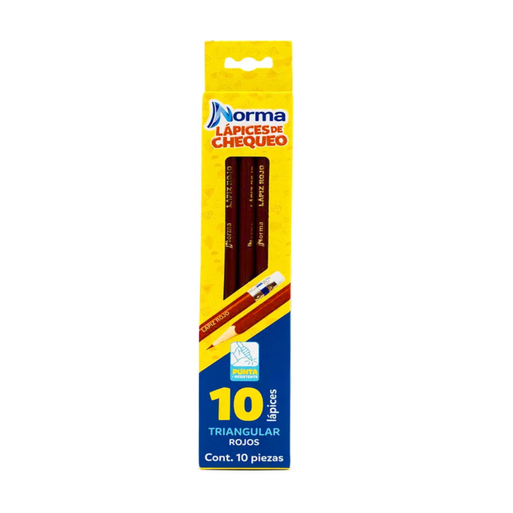 LAPIZ NORMA CHECADOR ROJO C/10PZS