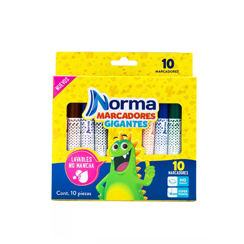 [CAR544610] MARCADORES NORMA LAVABLES GIGANTES C/10PZAS