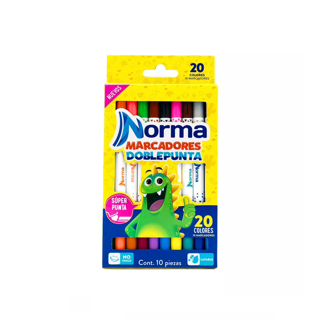 MARCADORES NORMA LAVABLES DOBLE PUNTA C/10PZAS
