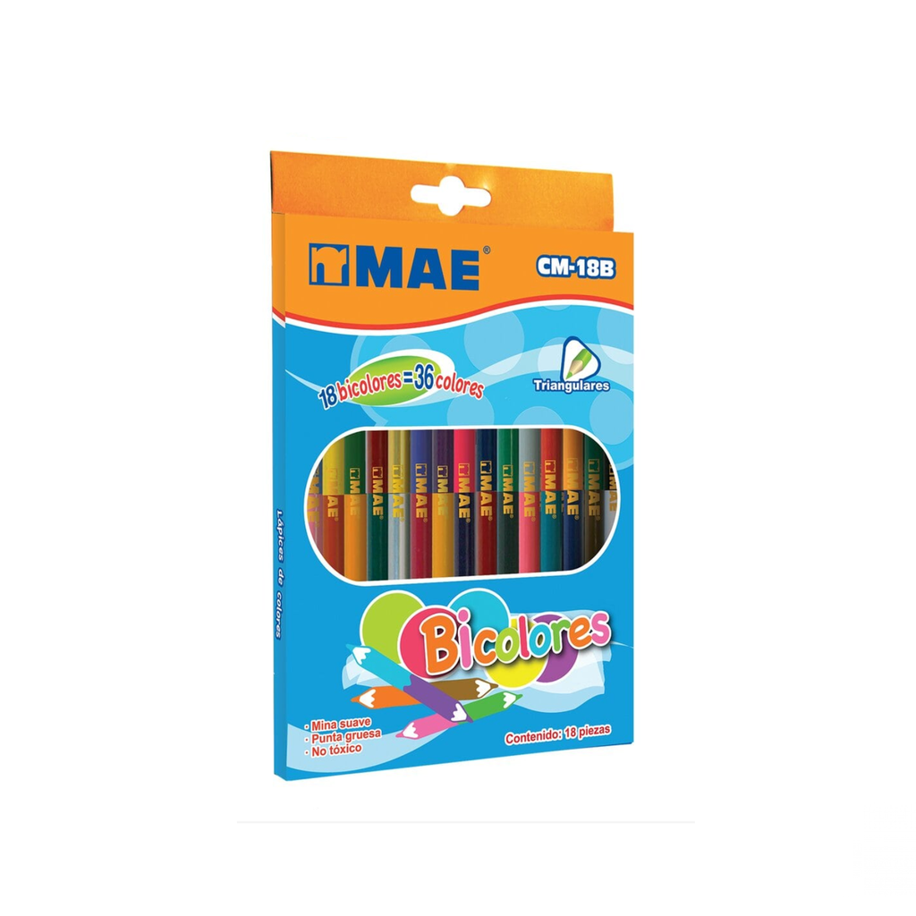 COLORES MADERA MAE TRIANGULARES C/18 PZS BICOLORES