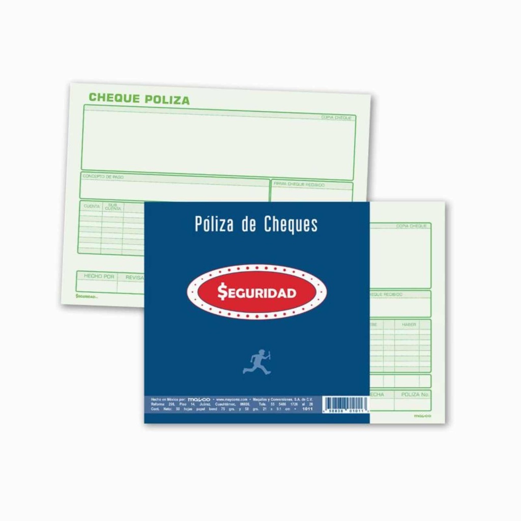 POLIZA DE CHEQUES 1/2 OFICIO AUTOCOP. C/40H MAYCO