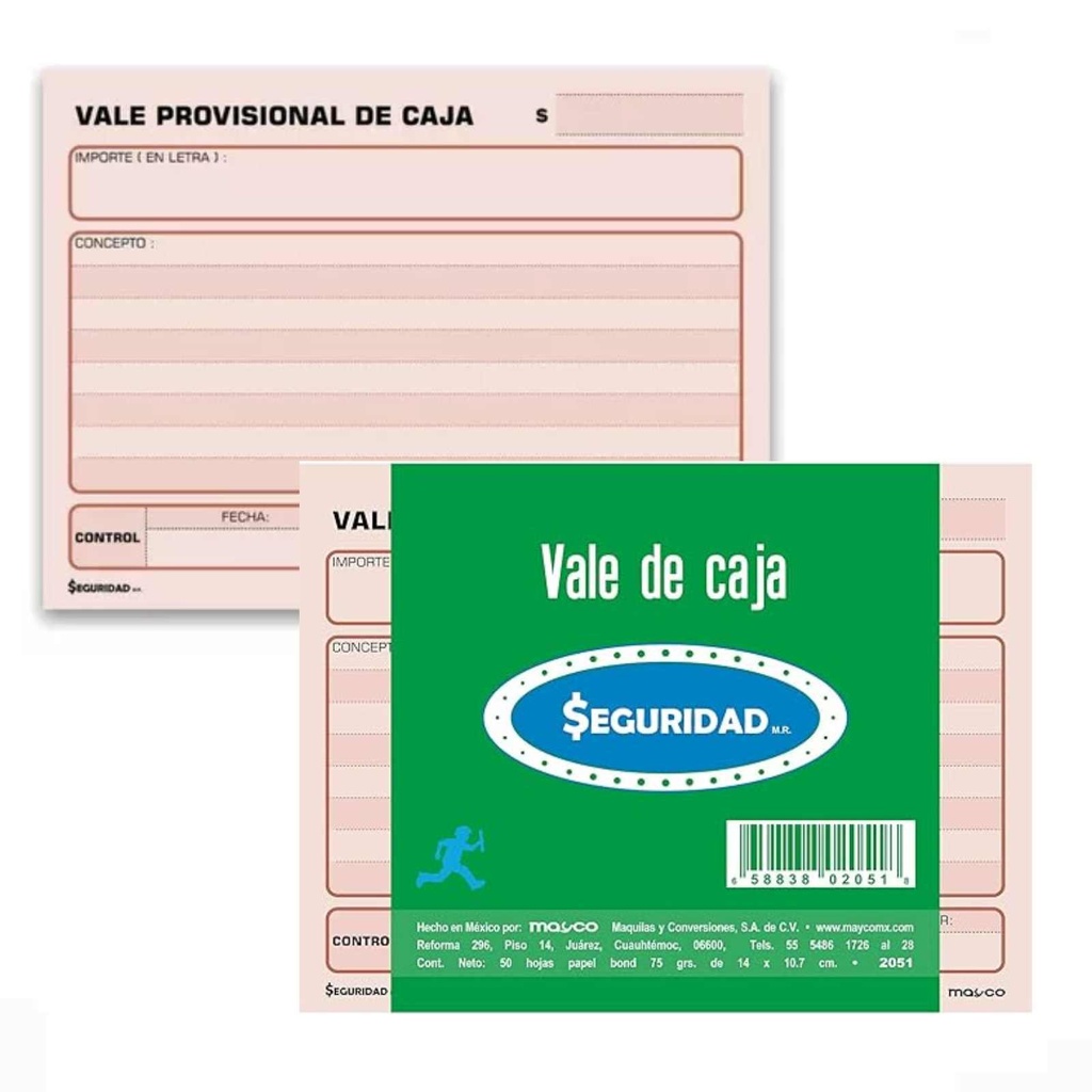 [MYC2051] VALE DE CAJA SEGURIDAD C/50HJS MAYCO