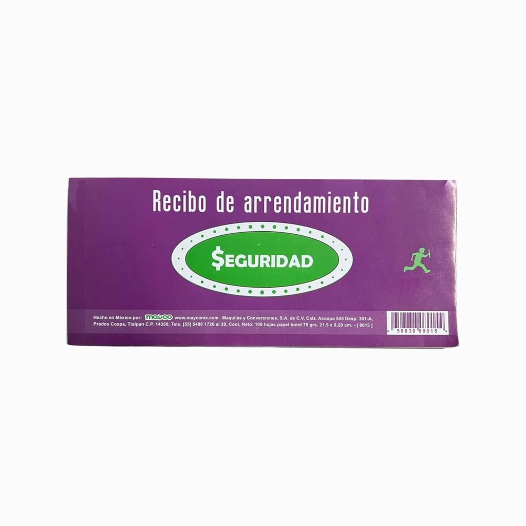 [MYC8015] RECIBO DE ARRENDAMIENTO RENTA S/FOLIO MAYCO