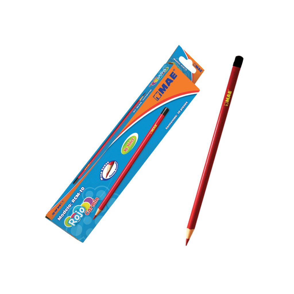 [RCM-10] LAPIZ MAE ROJO CARMIN REDONDO MINA 3MM