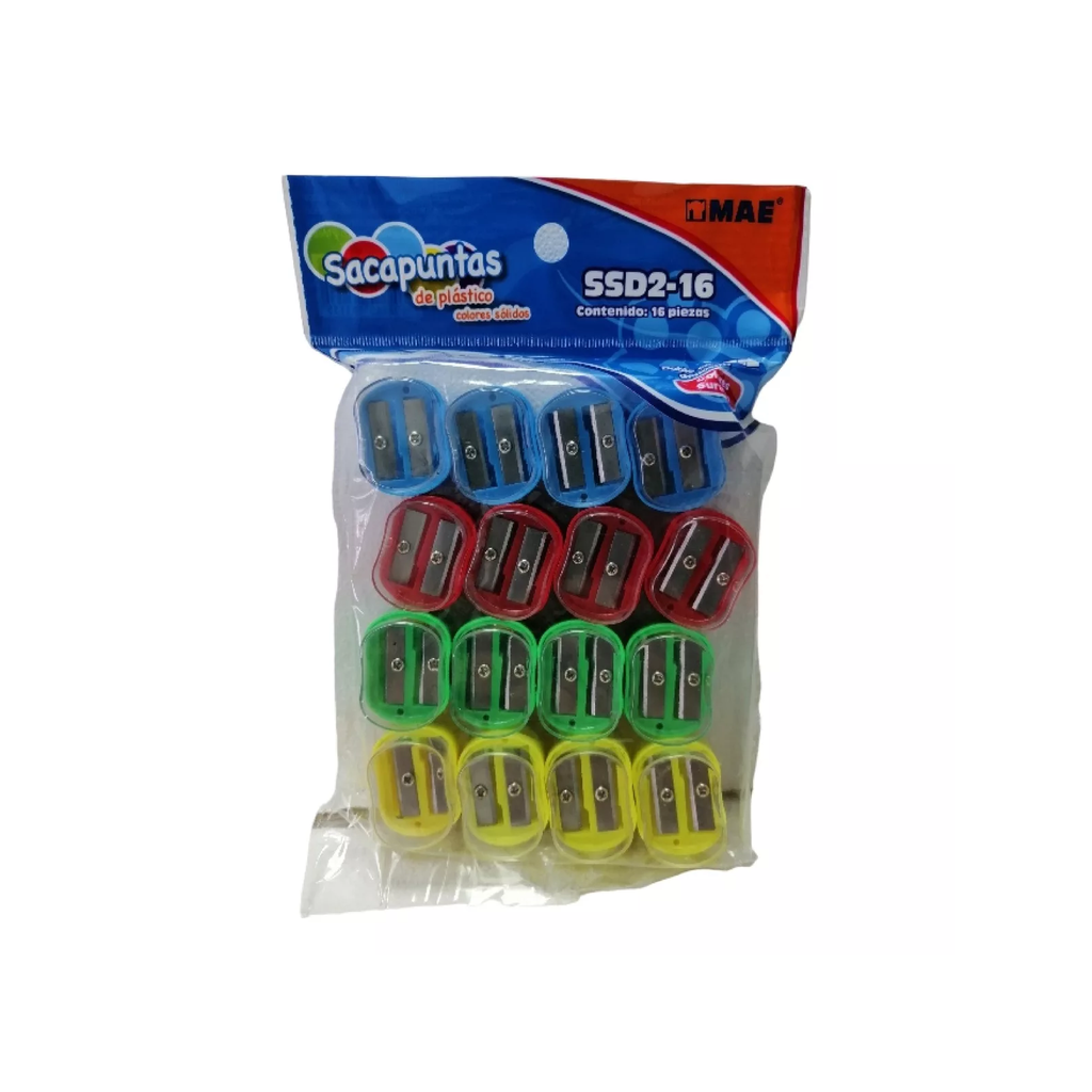 SACAPUNTAS MAE PLASTICO DOBLE C/DEPOS. SSD2-16 C/16PZAS