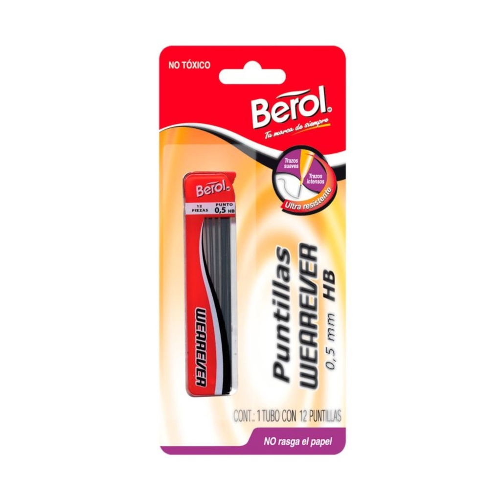 PUNTILLA BEROL 5MM HB TUBO C/12 MINAS