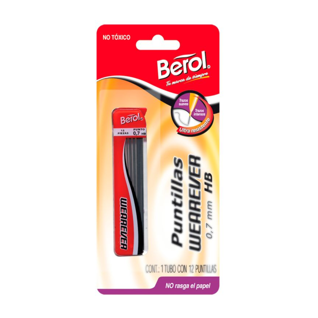PUNTILLA BEROL 7MM HB TUBO C/12 MINAS